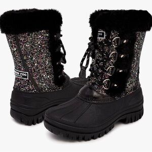 Youth Girls London Fog Black Glitter Winter Boots